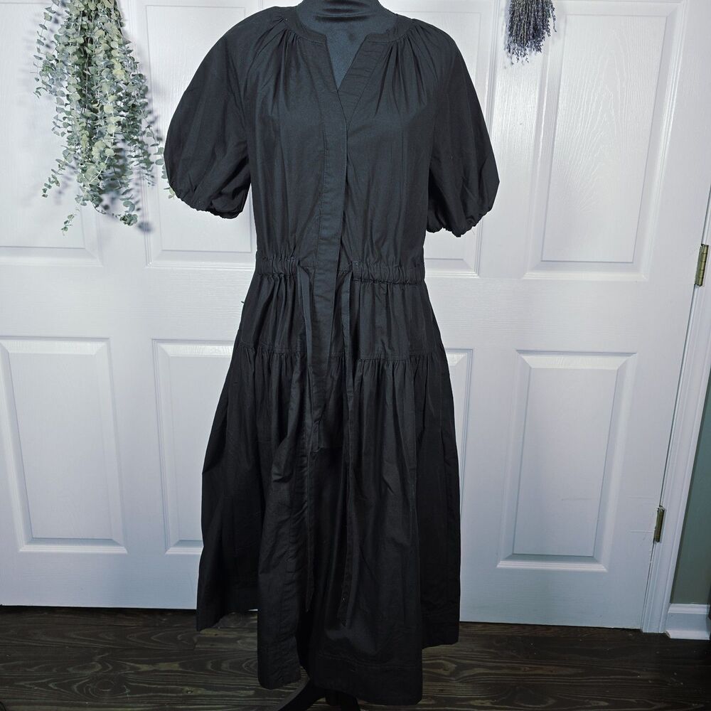 Free Assembly Black Button Dress Women's Medium Pockets